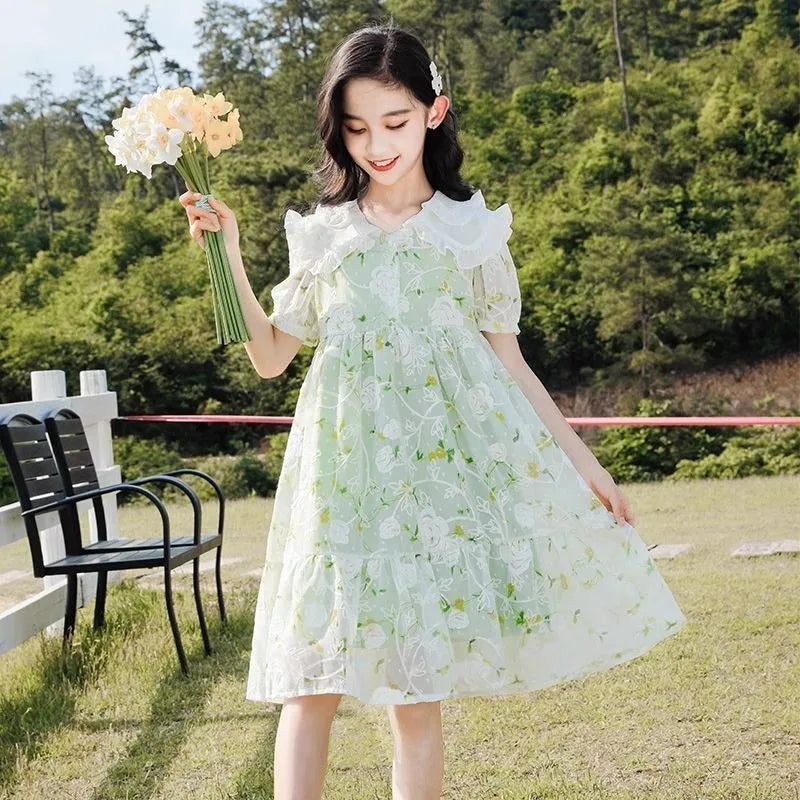 Princess Dress Little Girl Floral Dress 3-year-old Clothes Girls Casual Dresses 11 12 Years Cotton Linen From 10 Fashion Costume