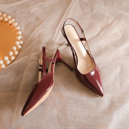 2025 Women New Plus Size Heel Sandals Women sexy elegant Leather Pumps Ladies Retro Brand Buckle Rome High Heels Shoes Mules