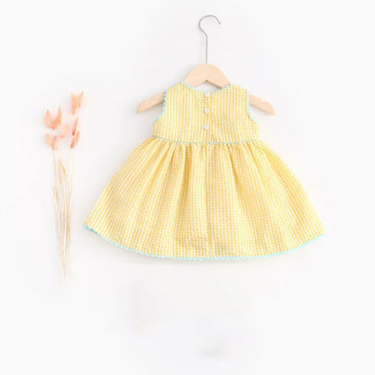2026 Summer Toddler Baby Girls Tank Top Dresses 1-6Y Kid's Cartoon Ducklings Vest Dress Embroidered Floral Plaid Girls Outwear
