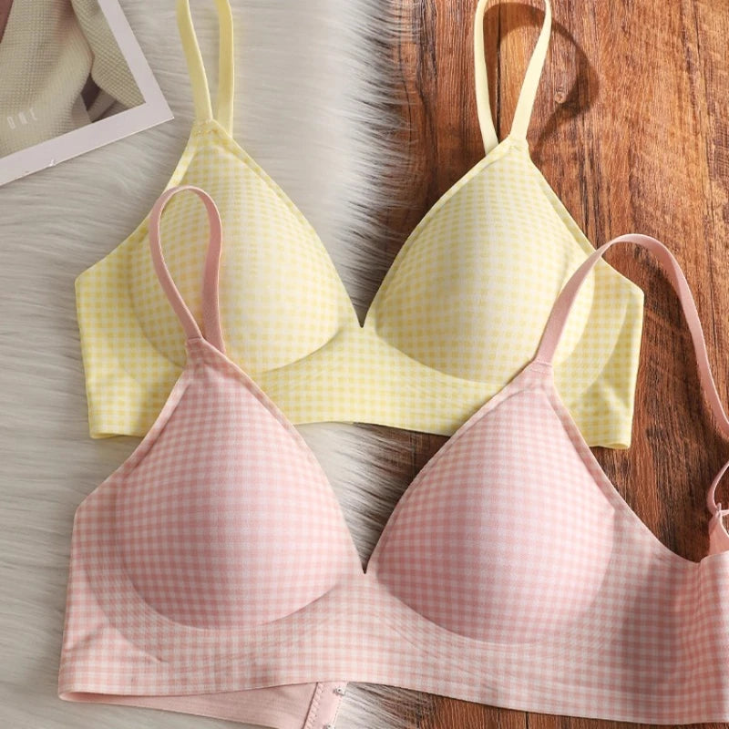 Everyday Wireless Bra for Set Women Seamless Cool Summer Bralette Thin Push Up Gather Small Chest Breathable T-Shirt Bra MOYISU