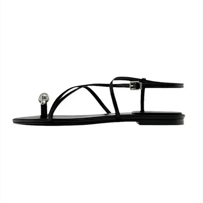 Luxury Cross Strap Design Flat Sandals Women Sexy Peep Toe Metal Decoration Beach Shoes Women's Sandals Summer 2026 Sandalias