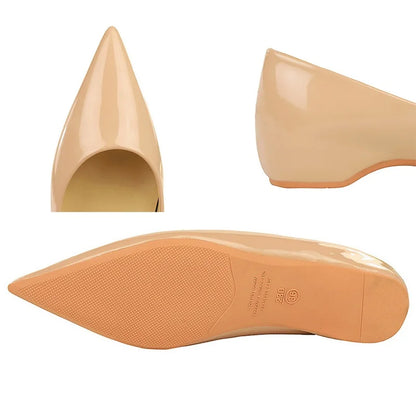Patent Leather Women Flats Lady Sexy Evening Party Slip On Flat Shoes Women Sharp Pointed Low Heel Shoes Leisure Female Shoes