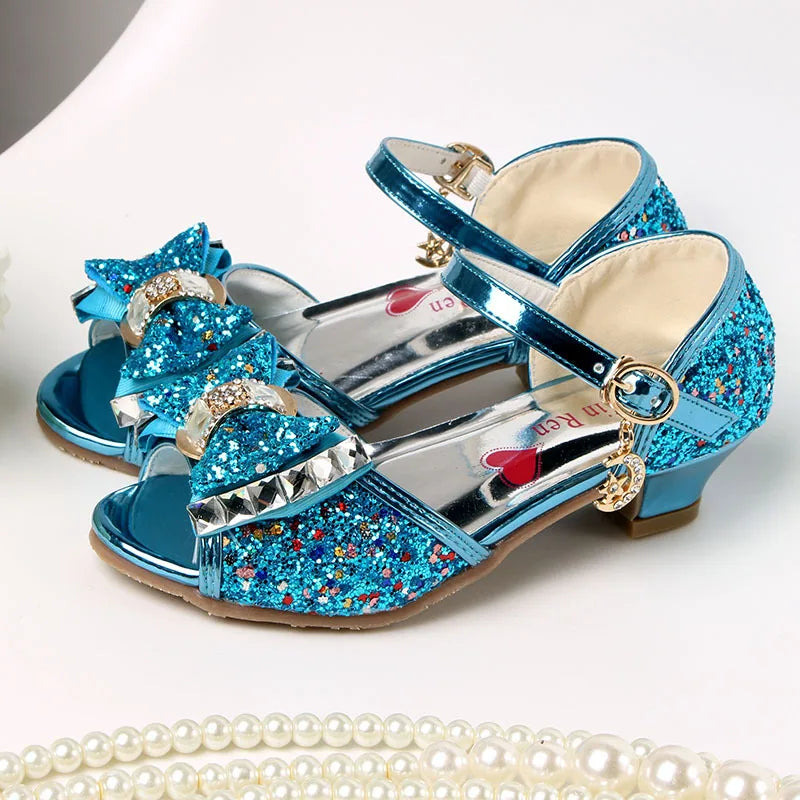 Summer New Girls High Heel Sandals Children's Princess Shoes Big Girls Performing Shoes Kids Open Toe Gladiator Sandals CSH822