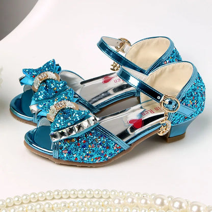 Summer New Girls High Heel Sandals Children's Princess Shoes Big Girls Performing Shoes Kids Open Toe Gladiator Sandals CSH822