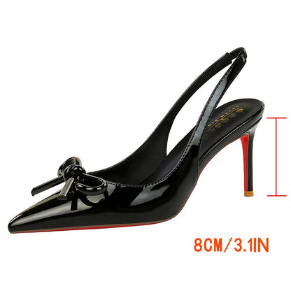 BIGTREE Shoes High-heeled Sandals Women Bowknot High Heels Luxury Patent Leather Ladies Shoes Summer Stiletto Large Size 42 43