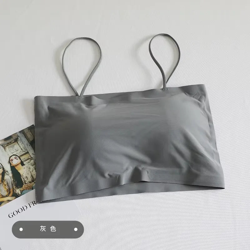 Seamless Tube Top Camisole Bra for Women, Padded Wireless Crop Top Underwear with Beauty Back, Comfortable & Soft
