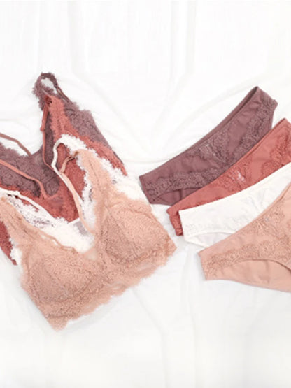 Fashion Sexy Bra set Women's push up Lace Underwear Panties Thin breathable bra set Jacquard Sexy Underwear