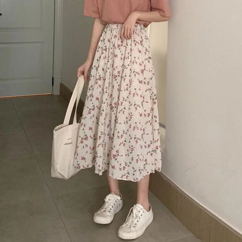 New Spring Summer Fashion Ball Gown Long Skirt Women Elegant Regular Fit A-line Pleated Skirts Ladies Casual Suit Skirt