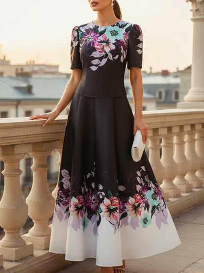 ZANZEA Women's Floral Printed Dress Sets Fashion Short Sleeve Short Blouse and A-Line Long Skirts 2 Pieces Suits Woman Outfits