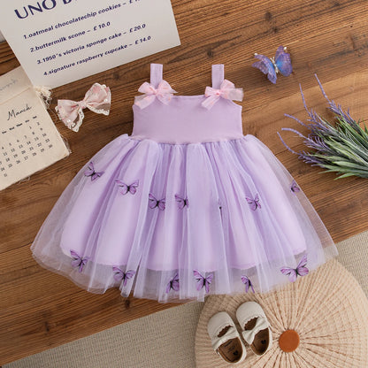 Summer New Baby Clothes Girl Floral Patterns And Bows Halter Puffy Girl Kid's Dress Cute Casual Baby Gir Princess Dresses