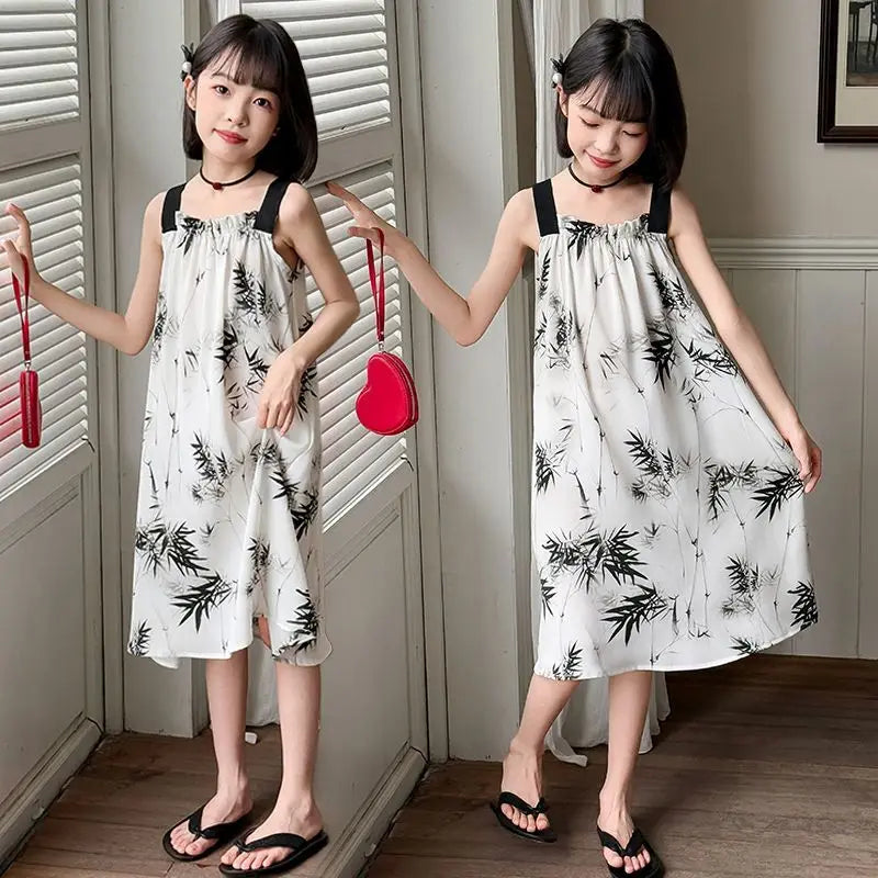 Kids' Loose Beach Dress Princess Girls Girl Women's Summer Dresses Farm Casual Elementary School Student Woman Clothes Party