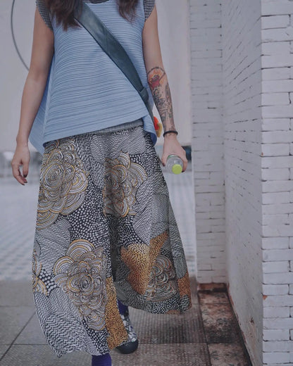 Miyake Pleated Printed Pants 2025 Summer New Elastic Loose Retro Clashing Color Wide Leg Pants