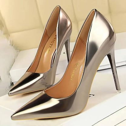 BIGTREE Shoes Woman Pumps Patent Leather High Heels Shoes Women Basic Pump Wedding Shoes Female Stiletto Women Heel Plus Size 43