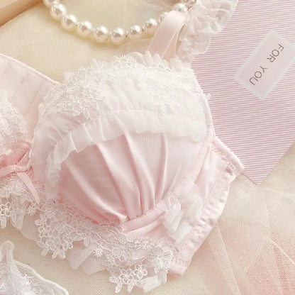 UK Trending! MOYISU Kawaii Lolita Bra Set Full Cup G Heavy Underwire Support Heavy Lace Thin Cup Pure Sexy Teen Lingerie Summer