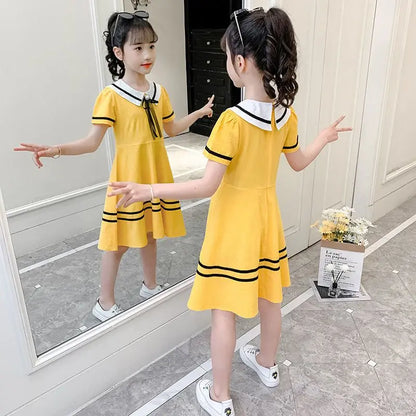 Preppy Style Loose Fit Slimming for Little Girls Child Girl Clothes From 8 12 Years Old Luxury Dresses Casual 2025 Children Kids