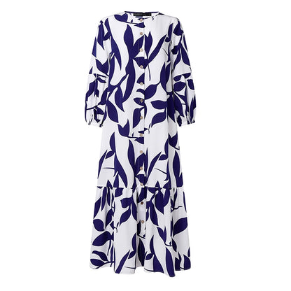Bohemain Printed Maxi Dresses ZANZEA Fashion Women Long Lantern Sleeve Muslim Abaya Dress Hijab Robe Kaftan Buttons Up Vestidos