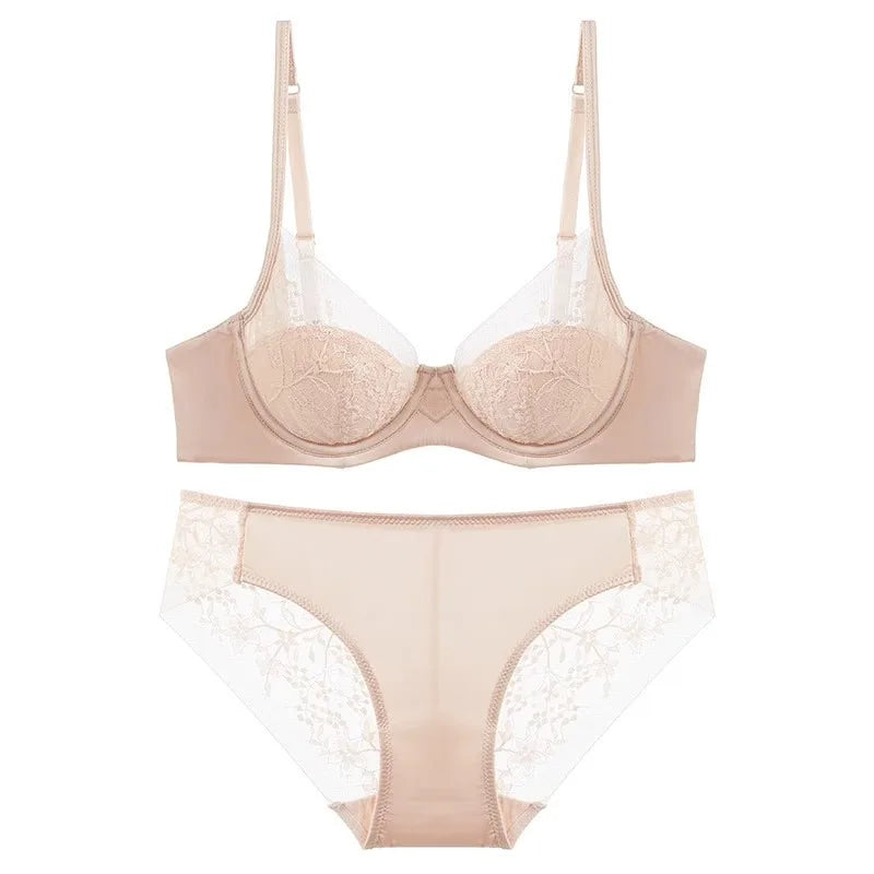 Wedding Dress Bra Set Women Red Birth Year Small Bust Soft Underwire Gathered Thin Lingerie Underwear Suit S-XL Fashion New