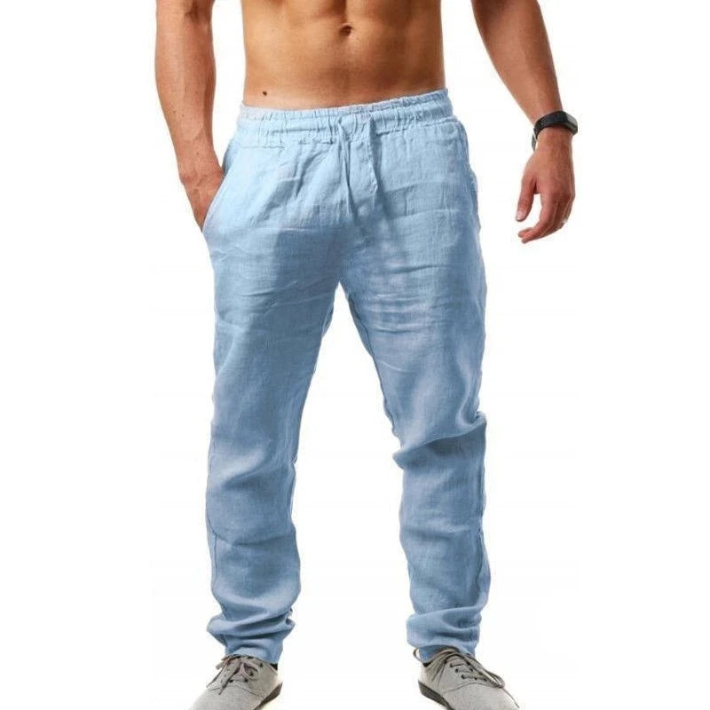 2024 Spring Linen Wide Men Pants Korean Trousers Oversize Cotton Streetwear Male New Yoga Pants Casual Men Clothing Sweatpants
