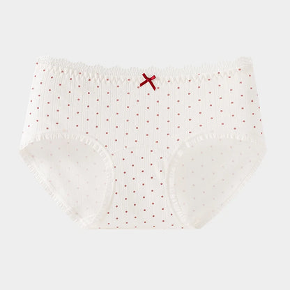 1pcs Cotton Panties Girl Lace Underwear Teenager Cute Bow Briefs Students Intimates Dot Print Underpant Female Comfort Lingeries