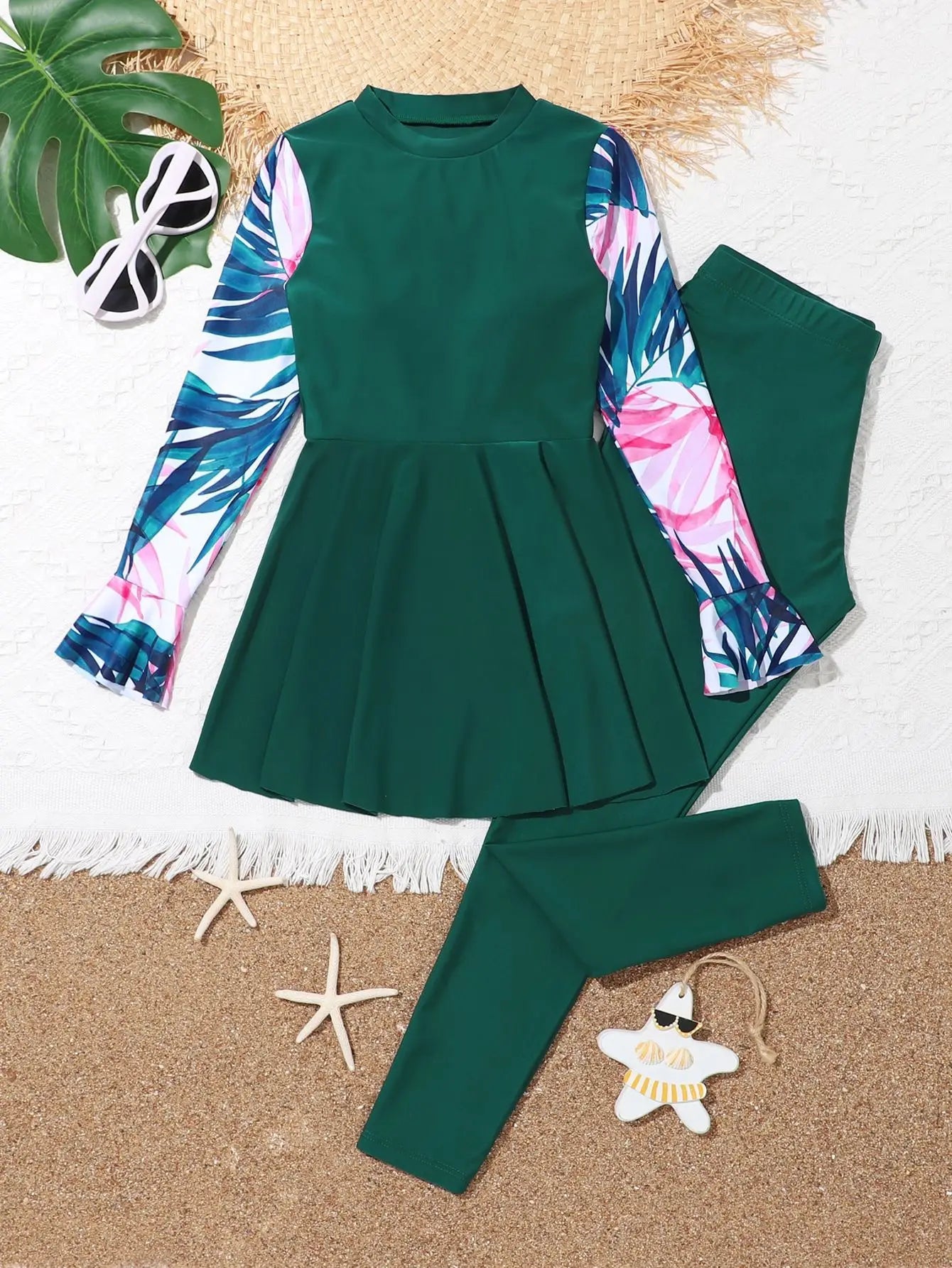 2026 Girls Swimsuit Long Sleeve Beach Dress & Pants Kids Swimwear Female Children's Bathers Bathing Swimming Swim Suit Beachwear