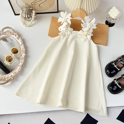 Bear Leader 2-7 Years 3D Flower Birthday Wedding Princess Dress Korean Version Sling Party Clothes Summer Girls Casual Outwear