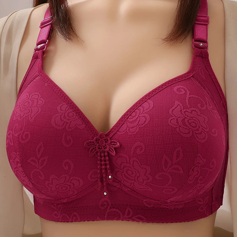 Ladies Ultra-thin Without Steel Ring Fashionable Printing Adjustable Underwear Seamless Breathable Gathering Anti Sagging Bra