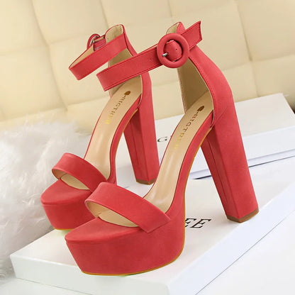 Brand Elegant Sandals Women High Heels Pumps Super High Heel 13cm Women'S Banquet Sandals Waterproof Platform Toe Sandals