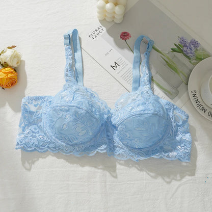 Sexy Lace Thin Bras Plus Size 36-44B/C Cup Women's Push Up Bra Breathable Comfortable Bralette French Deep V Female Underwear