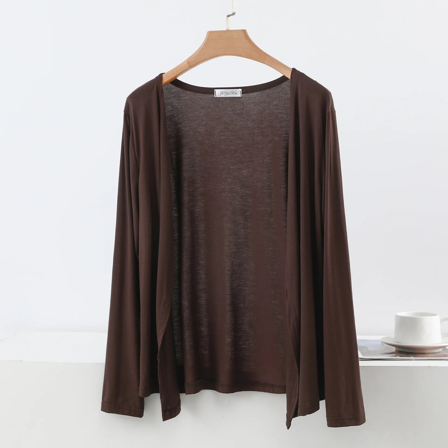 Plus size L to 6XL Women's Modal Cardigan Long sleeves shirt Sun Protection Loose Air-conditioned cover up front-open Tops