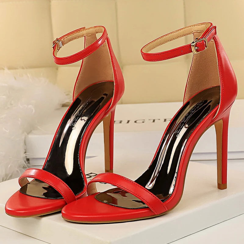 BIGTREE Shoes Summer Women's Sandals Peep Toe High Heels Sexy Party Shoes Stiletto Heels 10 Smtiletto 10 Cm High Heeled Sandals