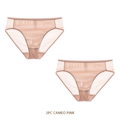 SuyaDream Women Panties 100% Natural silk Lining Meshes Briefs Underwear Health Underpants 2023 New Everyday wear Intimates