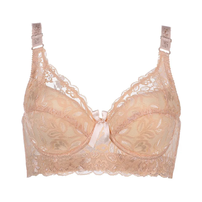 Hot Full cup thin underwear small bra plus size undewire adjustable lace Women's bra breast cover B C D Large size Lace Bras