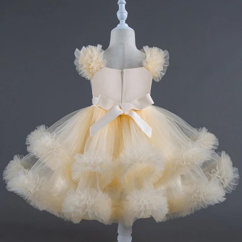 Baby Dress 0-5 Years Old Birthday Party Wedding Sleeveless Mesh Fluffy Cute Girl Princess Dress