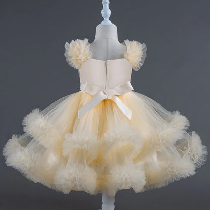 Baby Dress 0-5 Years Old Birthday Party Wedding Sleeveless Mesh Fluffy Cute Girl Princess Dress
