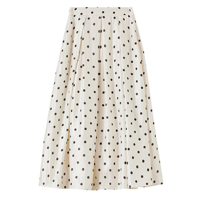 SENTUBILA Polka Dot Women's Skirt 2026 Fashion French Style A-line Elegant High Waist Pleated Ladies Long Skirts 152QG0009
