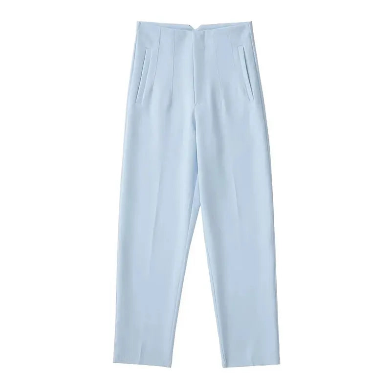 2024 Woman Solid Trouser High Waist Slim Zipper Fly Long Pants Female Wild Commute Office Lady Woman Pencil Pant Street