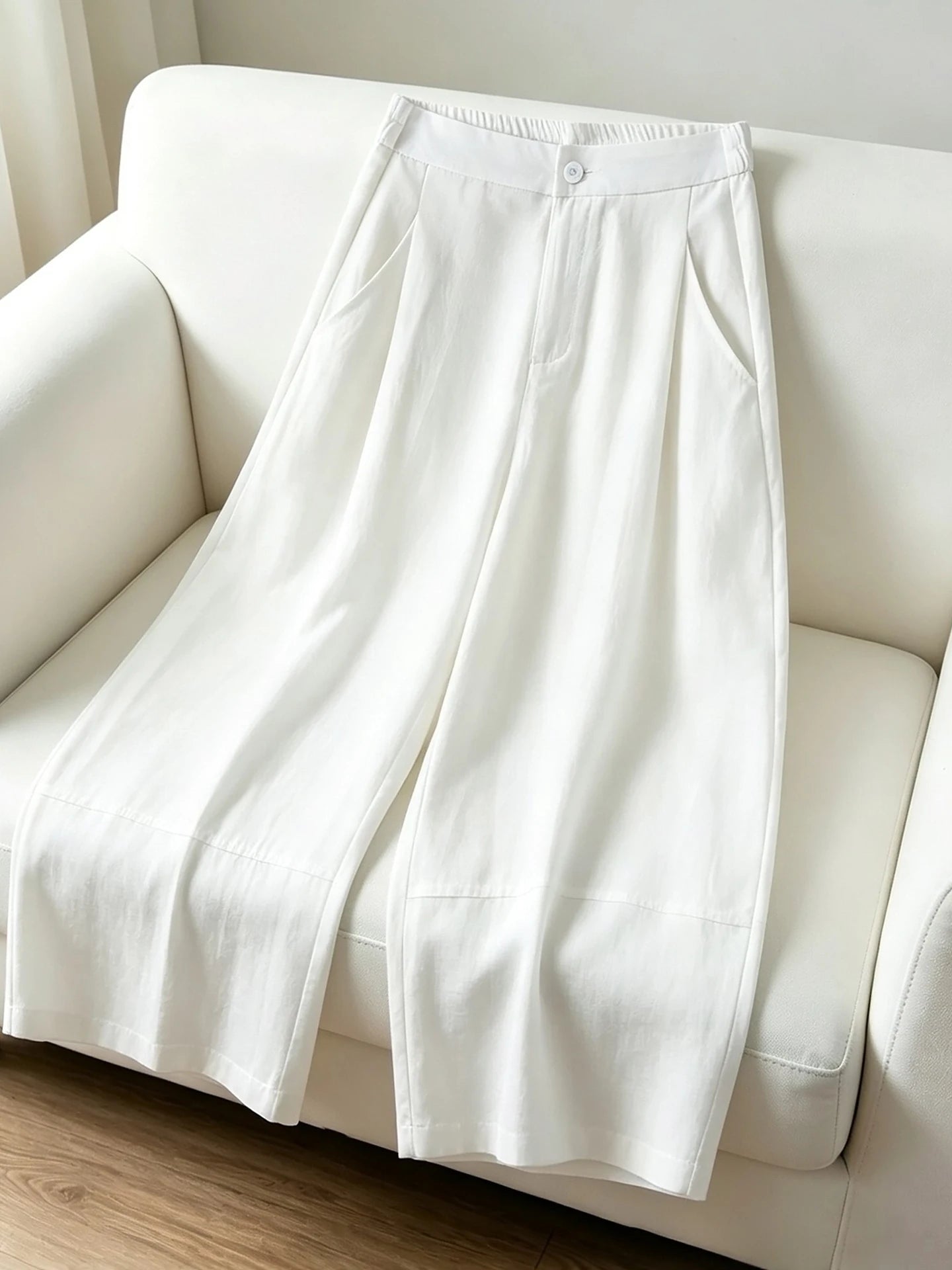 High Waist Loose Casual Wide Leg Knife Pants Women Summer Thin New Style  Linen Balloon Pants Cotton Lenzing Eco Viscose