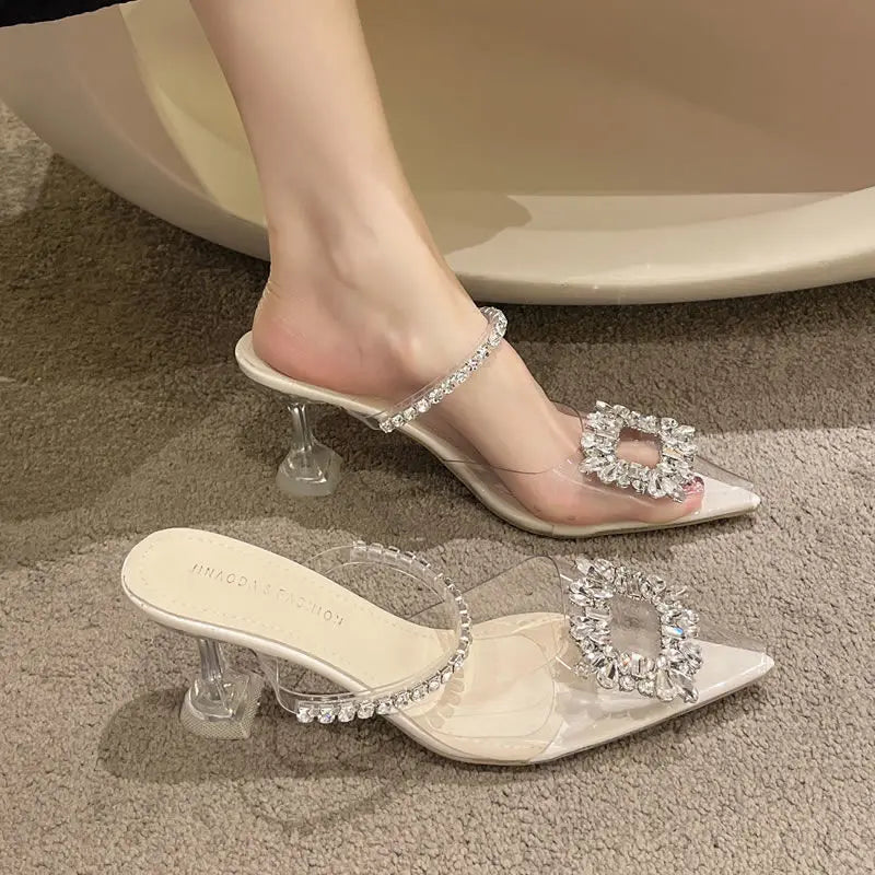 Sexy Pointed Toe Pumps Transparent Slip-on High Heels Sandals Women New summer Fashion High Heel Women Luxury Party Pumps