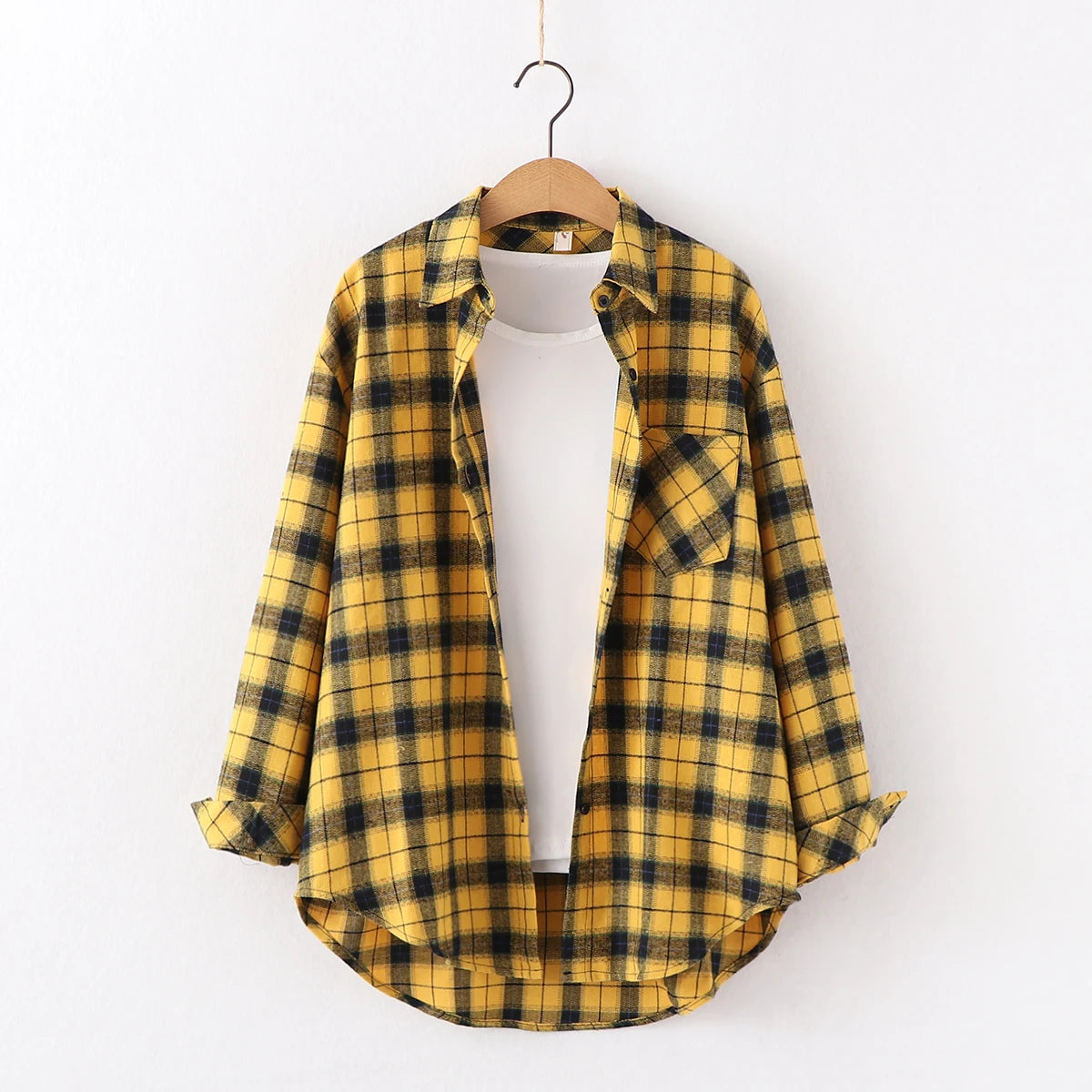 Fresh Flannel Plaid Shirt Women 2026 New Female Blouses and Tops Cotton Loose Long Sleeve Casual Shirts Fine Women's Clothes