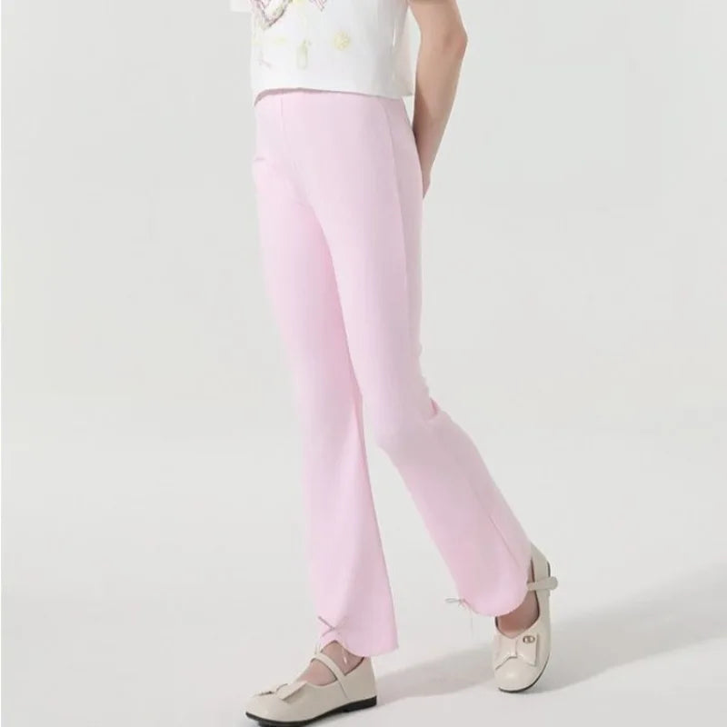 2026 New Girls' Summer Lightweight Elastic Bell Bottom Pants Stylish Baby Wear