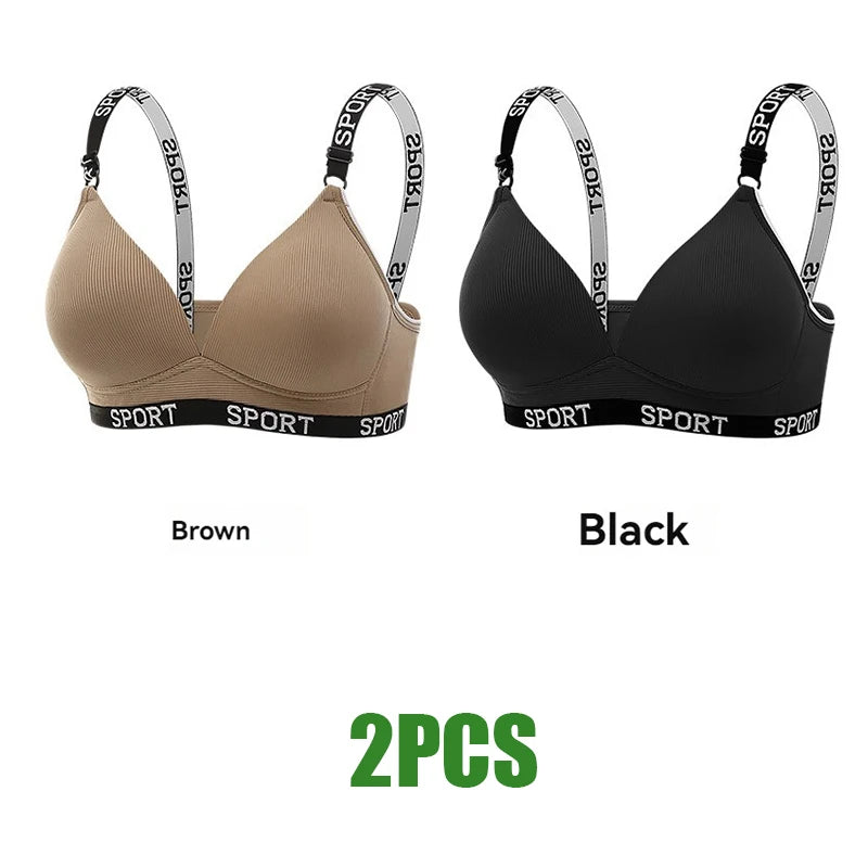 Cross Border Trade Underwear Women Thin Style Without Steel Rings Comfortable Folding Bra Shoulder Strap Sports Breathable Bra