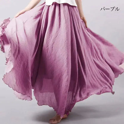 new 2020 Women Linen Cotton Long Skirts Elastic Waist Pleated Maxi Skirts Beach Boho Vintage Summer Skirts Faldas Saia
