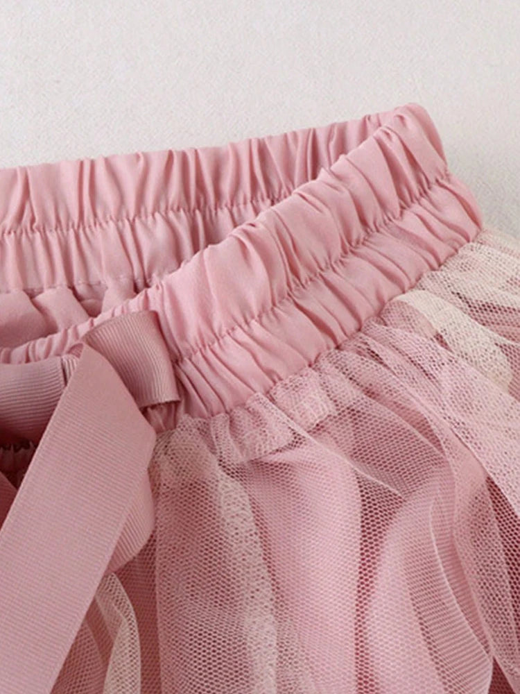 Hot Sale Summer Pleated Long Skirts A-line Elastic Waist Fairy Tiered Skirt Women 2 Layers Color Contrast Women's Skirts