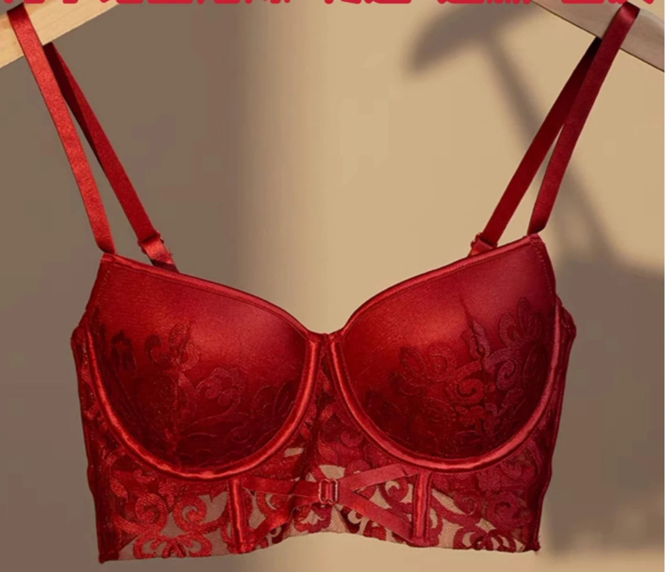 YUQI Red Lingerie Set for Wedding Bride,Push-Up Bra To Make Small Breasts Look Larger, Side Support, Dragon Zodiac Year  Bra Set