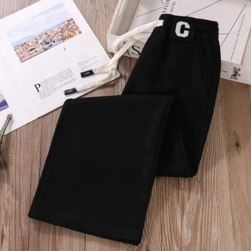 Fleece Lined Thermal Pants for Kids 5-12 Years Winter Outdoor Casual Thickened Sportswear Pants with Elastic Waistband