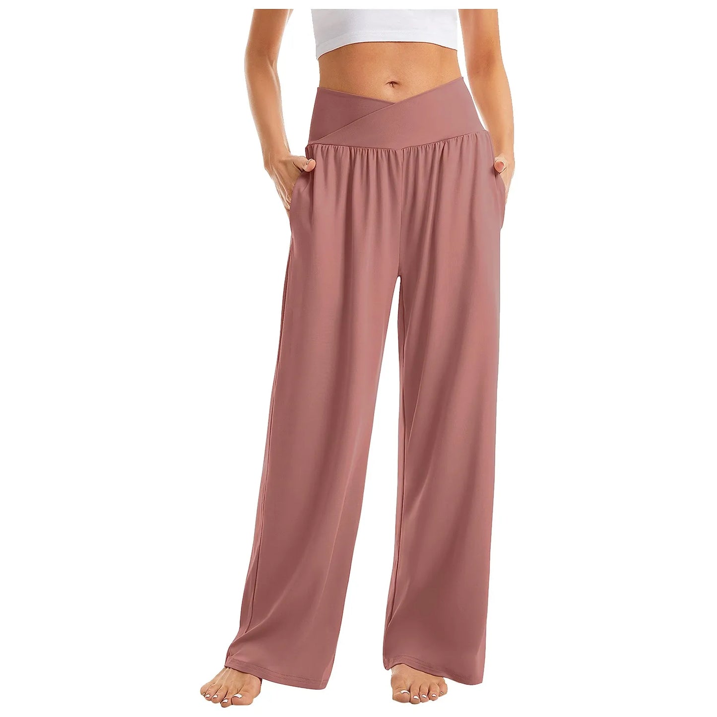 Women Cotton Linen Pants Summer Autumn Fashion Elastic Waist Loose Straight Pants Female Casual SolidColor Ankle-length Trousers