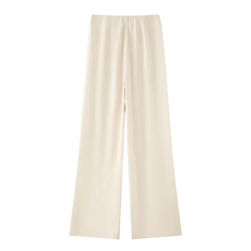 MUJER 2025 Women's Pants Sets Summer Satin High Waist Pants for Women Holiday Casual Pants Woman Straight Leg Trousers Woman