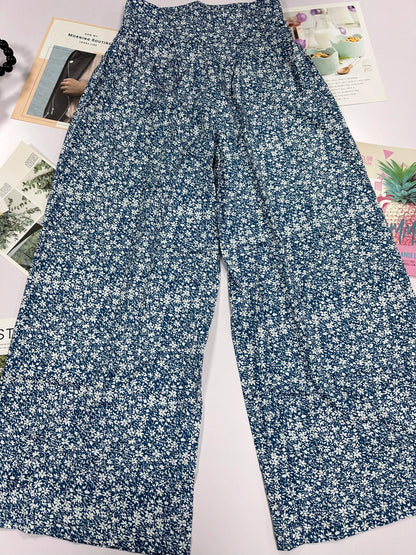 2024 New Red Green Blue Black Floral High-Waisted Bell-Bottoms Pants Loose and Comfortable Slim Ladies Design Feeling Pants