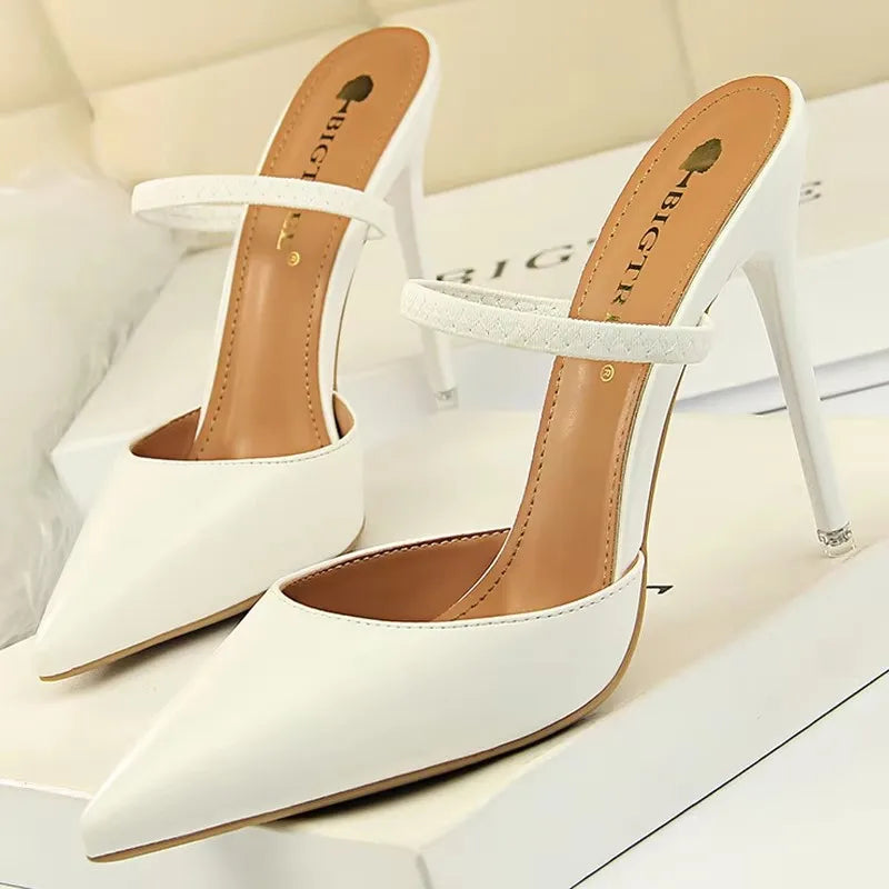 BIGTREE Shoes Sandals Women 2026 Summer High Heels Slippers Pu Heeled Sandals Stiletto Ladies Shoes Fashion Female Shoes Pumps