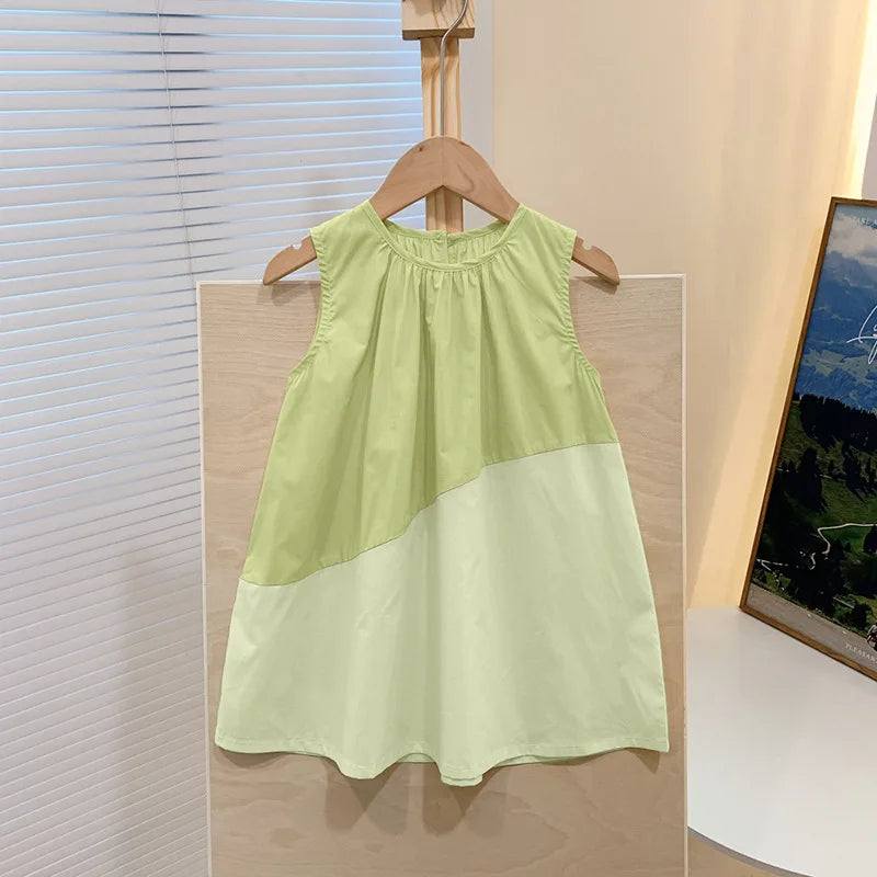 Girls Casual Dresses PATCHWORK Sleeveless Dress Toddler Girl Clothes for 1 To 8 Years Party Dress for Kids Girl